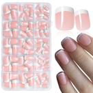 Press on Nails LoveOurHome 300 unidades brancas, pontas francesas, rosa