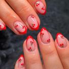 Press on Nails ROFIBUT Red French Tip Ammond Short 24 unidades