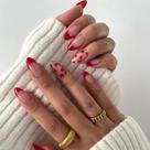 Press on Nails SINSEN Red Valentines Heart Design Almond Press on Nails SINSEN Red Valentines Heart Design Almond