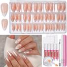 Pressione as unhas Teenitor Short French Tip, 15 tamanhos de gel