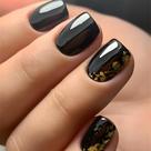 Pressione as unhas TOGZOM Black Short Square com folha de ouro x24