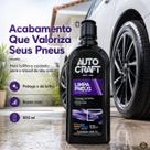 Pretinho Para Pneu 500ml Auto Craft Limpa Pneus Revitalizador Estética Automotiva Borrachas SUV Moto