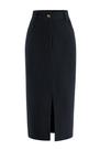 PRETTYGARDEN Saia Midi Cotelê Cintura Alta Cinza Escuro 10