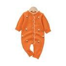 Primavera e outono bebê flor bordado manga longa malha macacão infantil bordado footed macacão