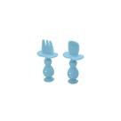 Primeiro talheres bebe colher garfo silicone kababy bpa free cor azul