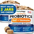 Probióticos para Cães Petsology 340 Mastigáveis Enzimas Digestivas