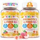 Probiotics + Fiber Gummies NEVISS para crianças e adolescentes, pacote com 2