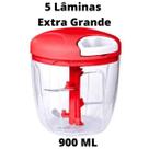 Processador Triturador Alimentos Manual Alho Cebola Legumes Carnes Grande 5 Lâminas