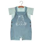 Produto Conjunto Macacão Jardineira Infantil bordada BICHINHOS Menino de Linho e Malha 100% algodão