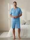 Produto Pijama Masculino com Botões Pós Cirúrgico Manga Curta Bermuda Malha Conforto