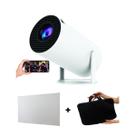 Projetor Datashow Projeção Portátil Android 11 Suporte 4K 1080p WiFi 6 Branco Telão Bolsa Professor