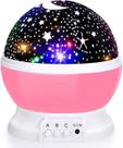 Projetor de luz noturna estrelada, luzes de bebê com 4 lâmpadas de LED, cabo USB, 360 ROSA