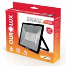Projetor Refletor Super Led Slim 200w Preto Frio 6500k Ourolux Bivolt