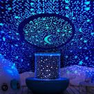 Projetor WINICE com design de temporizador e controle remoto no fundo do mar Starry Sky giratório para quarto, luz noturna para crianças, lâmpada de lua colorida noturna para crianças, bebês, adolescentes, adultos (azul)