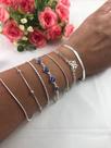 Promoção Kit 7 Pulseiras Prata 925 Laminada Bolinha Olho Grego