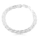Promoção Pulseira Feminina Prata 925 5 Fios 18 Cm Nova