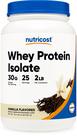Proteína de soro de leite isolada Nutricost Baunilha alimentada com capim 907g