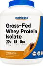 Proteína de soro de leite isolada Nutricost Chocolate e amendoim alimentado com capim 2,27 kg
