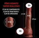 Prótese 27 x 5cm Feito em Silicone Com Glande, Testículo, Ventosa