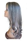 Prótese Capilar CabelO HumanO Luzes 13x13 55cm Comprimento Silicone Castanho Com Luzes