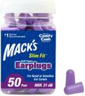 Protetor Auricular Macks Slim Fit Soft Foam Earplugs Roxo 31dB Espuma 50 Pares Pote Viagem Avião Trabalho Estudo Tampão de Ouvido
