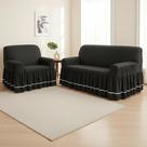 Protetor Capa Sofá Dalia kit com 3 e 2 lugares Cor:Preto