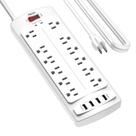 Protetor contra sobretensão Power Strip Alestor 12 tomadas, 4 USB, branco