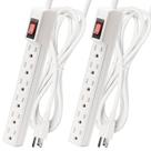 Protetor contra sobretensão Power Strip PLUGTUL, 6 tomadas, pacote com 2 pés