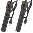 Protetor contra sobretensão Power Strip PLUGTUL, 6 tomadas, pacote com 2 unidades, preto Protetor contra sobretensão Power Strip PLUGTUL, 6 tomadas, pacote com 2 unidades, preto