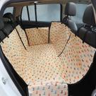 Protetor de assento de carro para animais de estimação durável bege com estampa de cachorro Oxford Protetor de assento de carro para animais de estimação durável bege com estampa de cachorro Oxford