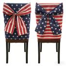Protetor de capas de cadeira, bandeira americana com laço, 2 peças