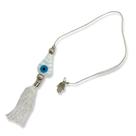 Protetor de Carro Olho Grego Branco Murano- Pompom 2,5 Cm