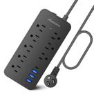 Protetor de sobretensão, faixa de alimentação de 15 pés com USB C, 8 tomadas, 3 USB
