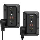 Protetor de sobretensão JC-Blaon, 6 tomadas, 4 portas USB, pacote com 2