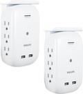 Protetor de sobretensão Philips SPS6026WA/37 6 tomadas 2-USB 450J