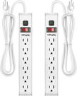 Protetor de sobretensão Power Strip, 6 tomadas, 600 Joules, pacote com 2 Tiffcofio