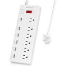 Protetor de sobretensão Power Strip HITRENDS 6 tomadas 6 USB 6 pés branco Protetor de sobretensão Power Strip HITRENDS 6 tomadas 6 USB 6 pés branco