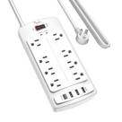 Protetor de sobretensão Power Strip Nuetsa 8 tomadas 4 portas USB branco