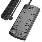 Protetor de sobretensão Power Strip Nuetsa 8 tomadas 4 portas USB preto Protetor de sobretensão Power Strip Nuetsa 8 tomadas 4 portas USB preto