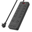 Protetor de sobretensão Power Strip SUREANCE 12 tomadas 5 portas USB