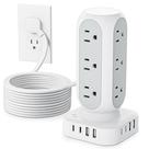 Protetor de sobretensão Power Strip TenTrend Tower 12 tomadas AC 8 USB
