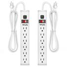 Protetor de sobretensão Tiffcofio 6 Outlet, cabo de 1,2 m, 600 J, branco, pacote com 2 unidades