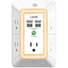 Protetor de sobretensão, tomada múltipla Lvetek com 5 saídas, 4 USB