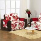 Protetor De Sofá Estampado 3 E 2 Lugares Floral Vermelho 02 Peças
