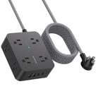 Protetor de Surto HANYCONY com 8 Tomadas e 4 USB - Cabo de 3 Metros