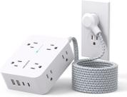 Protetor de Surto HANYCONY com 8 Tomadas e 4 USB - Extensão de 15 Pés