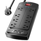Protetor de Surtos Nuetsa com 10 Tomadas (8 AC + 4 USB) - Extensão de 3 Metros