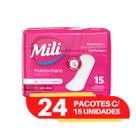 Protetor diário absorvente Mili 24 pacotes com 15 unidades