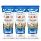 Protetor solar Badger Reef Safe sem perfume SPF 40 Sport 80 ml, pacote com 3