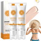 Protetor solar colorido para rosto com SPF 50, protetor solar universal Color, protetor solar facial hidratante, protetor solar facial hidratante Sun Essence, hidratante, não pegajoso Protetor solar para viagem (2 unidades)